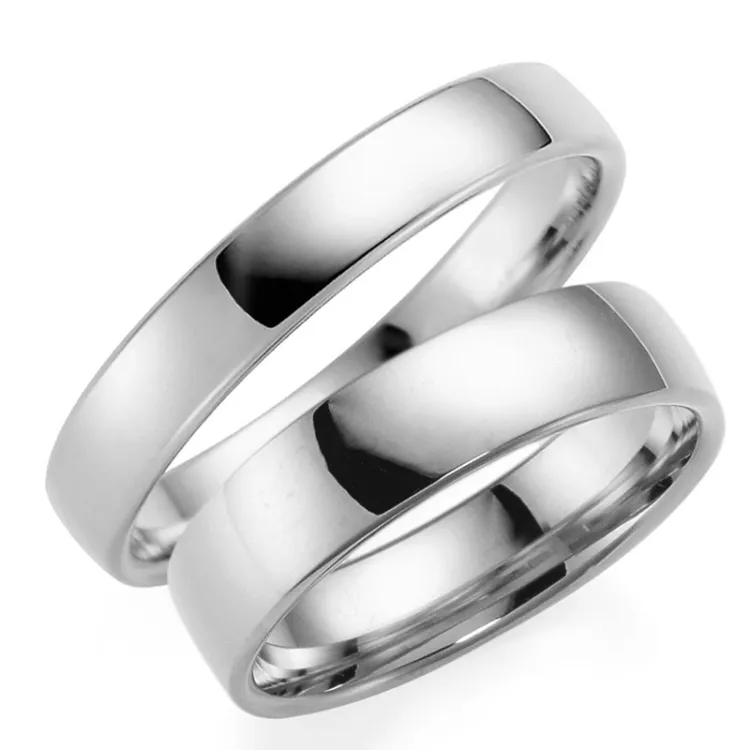 4 og 5 mm gifteringer i 9 karat hvitt gull - par