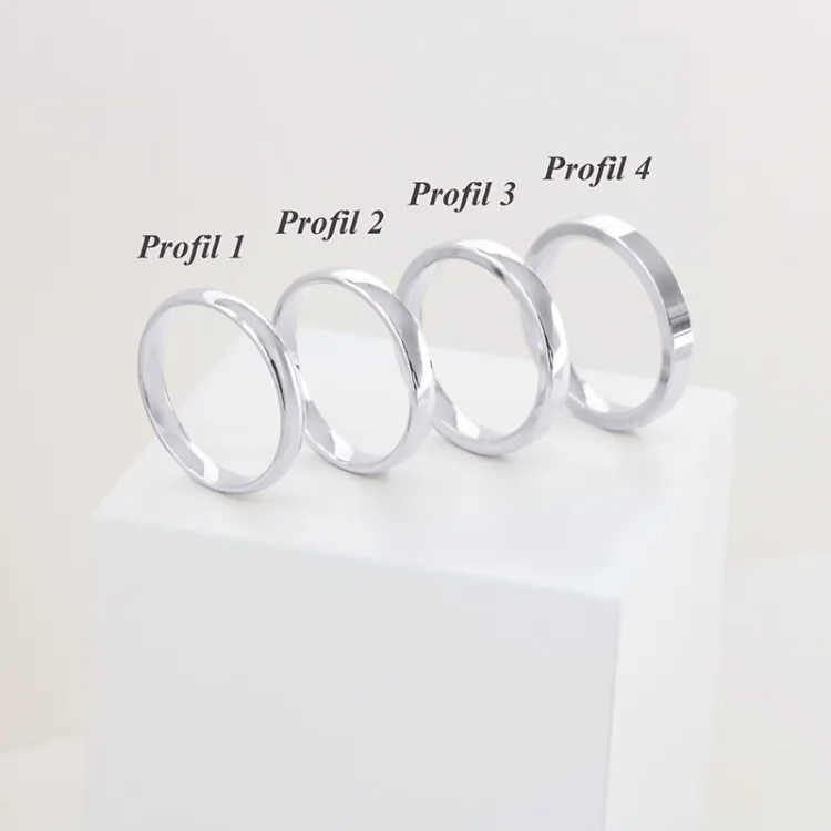 5 og 3 mm gifteringer i 14 karat hvitt gull 0,02 ct - par