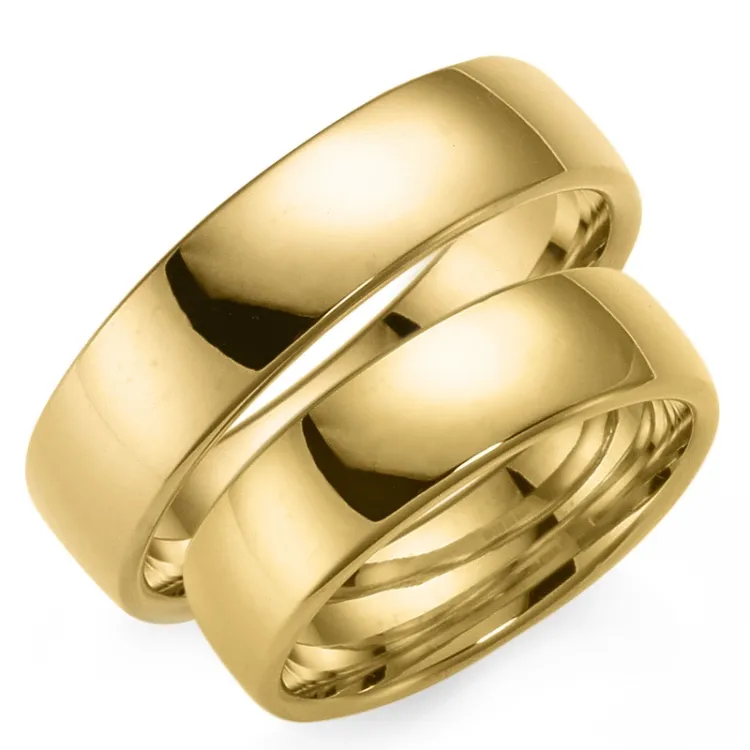 5 og 6 mm gifteringer i 14 karat gull - par