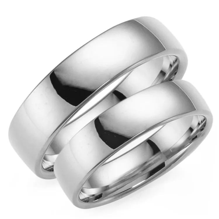 5 og 6 mm gifteringer i 9 karat hvitt gull - par