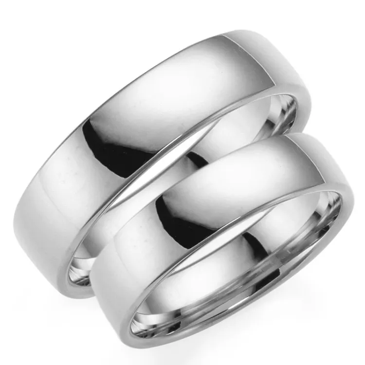 5 mm gifteringer i 14 karat hvitt gull - par