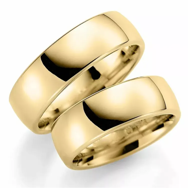 Brede 7 mm gifteringer i 14 karat gull - par