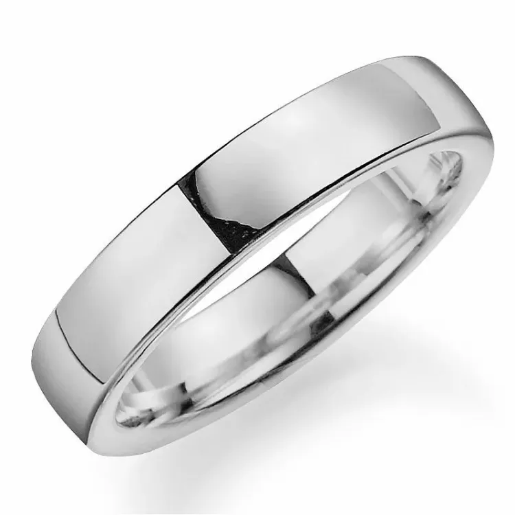 5 mm giftering i 14 karat hvitt gull