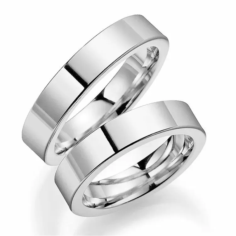 5 mm gifteringer i 9 karat hvitt gull - par