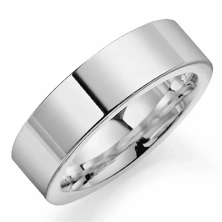 Bred 7 mm giftering i 14 karat hvitt gull