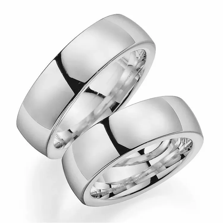Brede 7 mm gifteringer i 14 karat hvitt gull - par