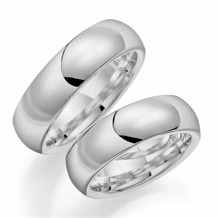 Brede 7 mm gifteringer i 14 karat hvitt gull - par