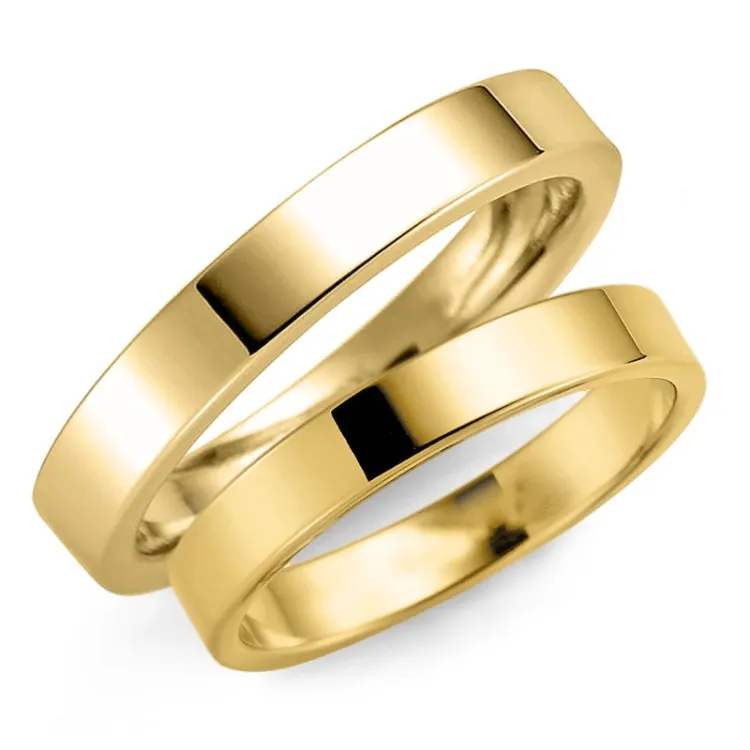 3 og 4 mm gifteringer i 14 karat gull - par