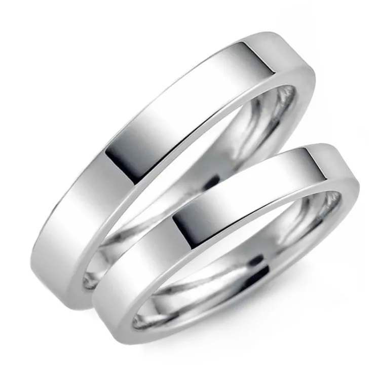 3 mm gifteringer i 9 karat hvitt gull - par