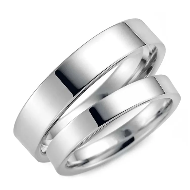 4 og 5 mm gifteringer i 14 karat hvitt gull - par