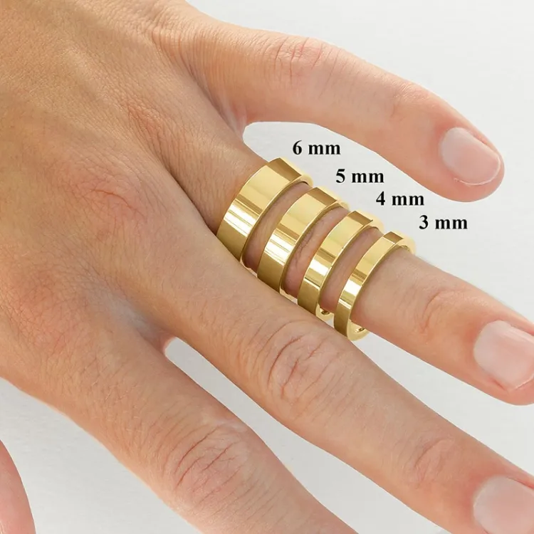 5 og 3 mm gifteringer i 14 karat gull - par