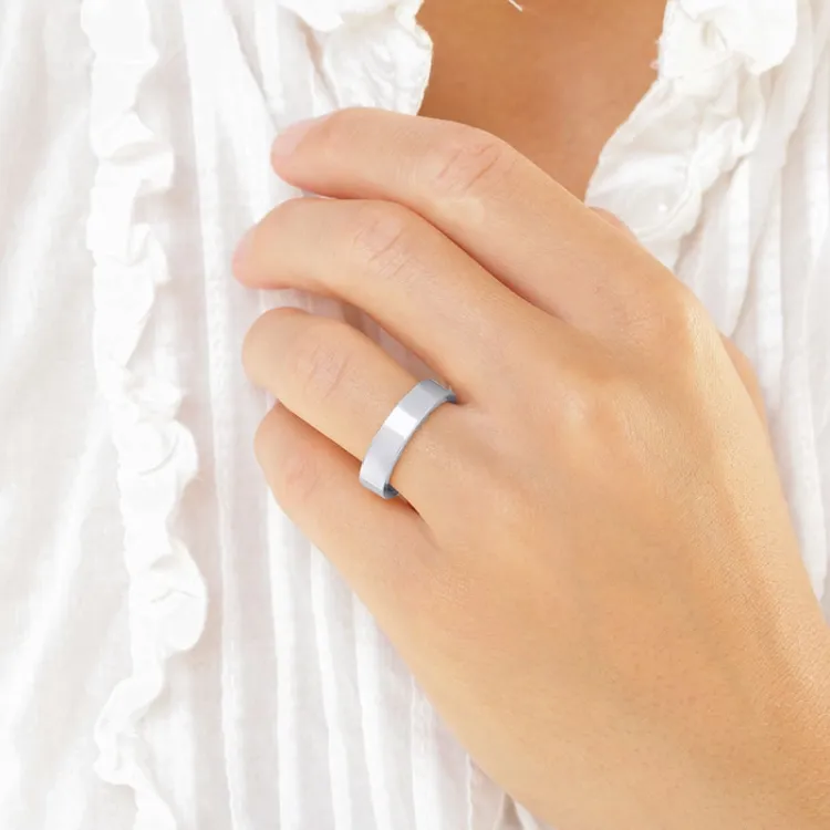5 og 3 mm gifteringer i 9 karat hvitt gull - par