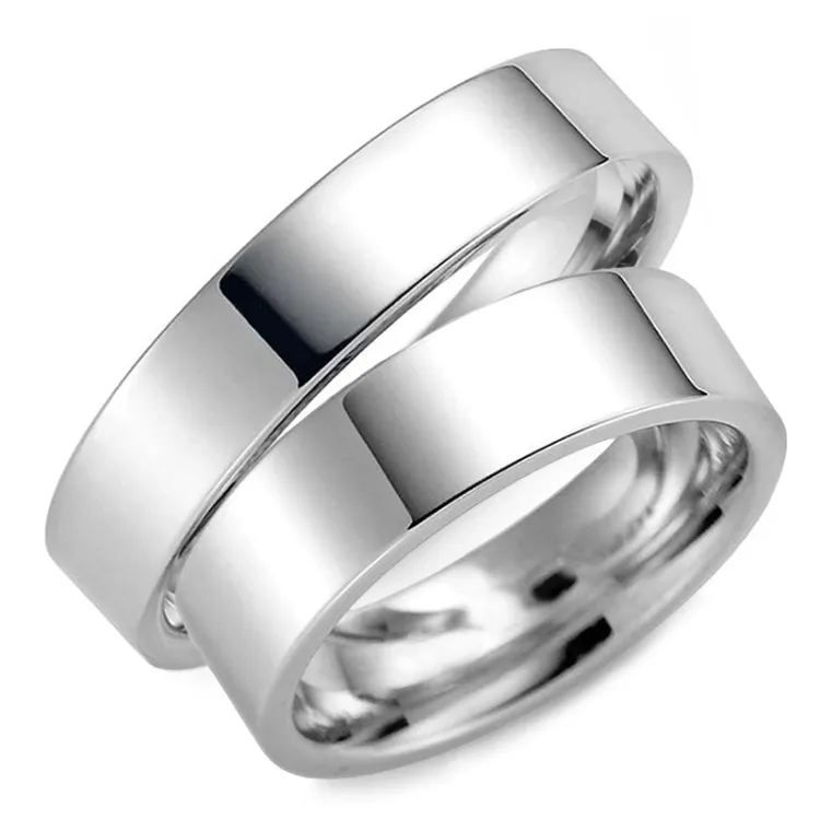5 og 6 mm gifteringer i 14 karat hvitt gull - par