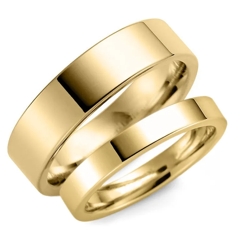 6 og 3 mm gifteringer i 14 karat gull - par