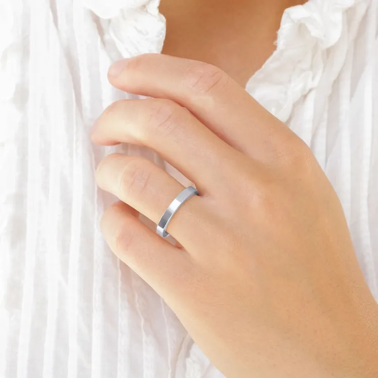 6 og 3 mm gifteringer i 9 karat hvitt gull - par