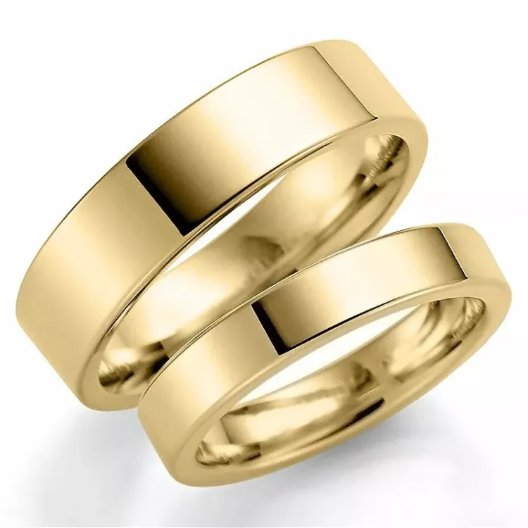 6 og 4 mm gifteringer i 14 karat gull - par