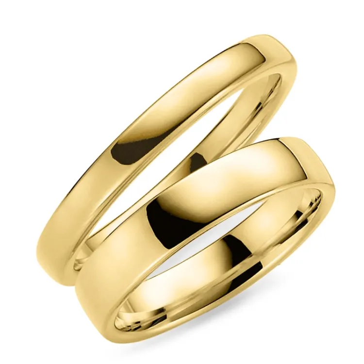 3 og 5 mm gifteringer i 14 karat gull - par