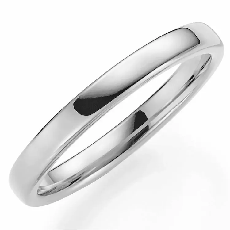 smal 3 mm giftering i 14 karat hvitt gull