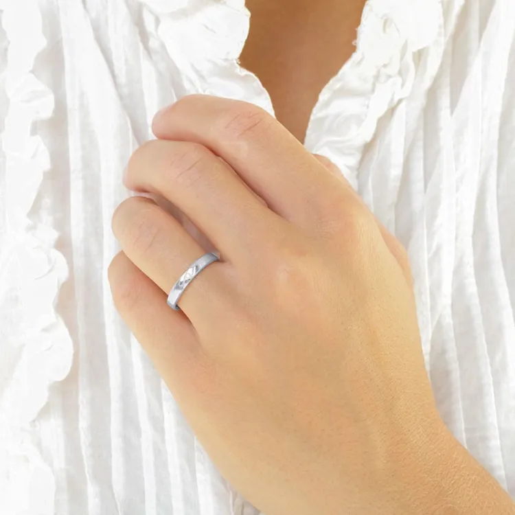 3 mm diamant gifteringer i 14 karat hvitt gull - par