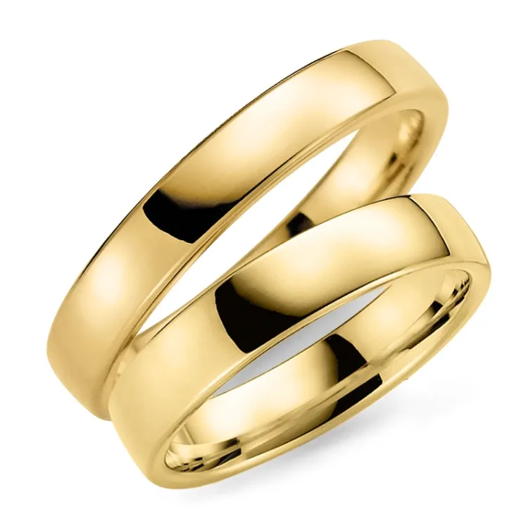 4 og 5 mm gifteringer i 14 karat gull - par