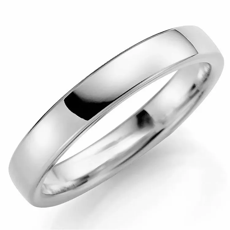 4 mm giftering i 14 karat hvitt gull