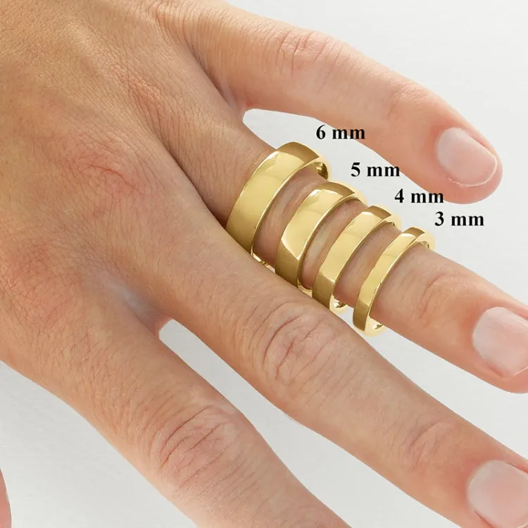 5 og 3 mm diamant gifteringer i 14 karat gull - par