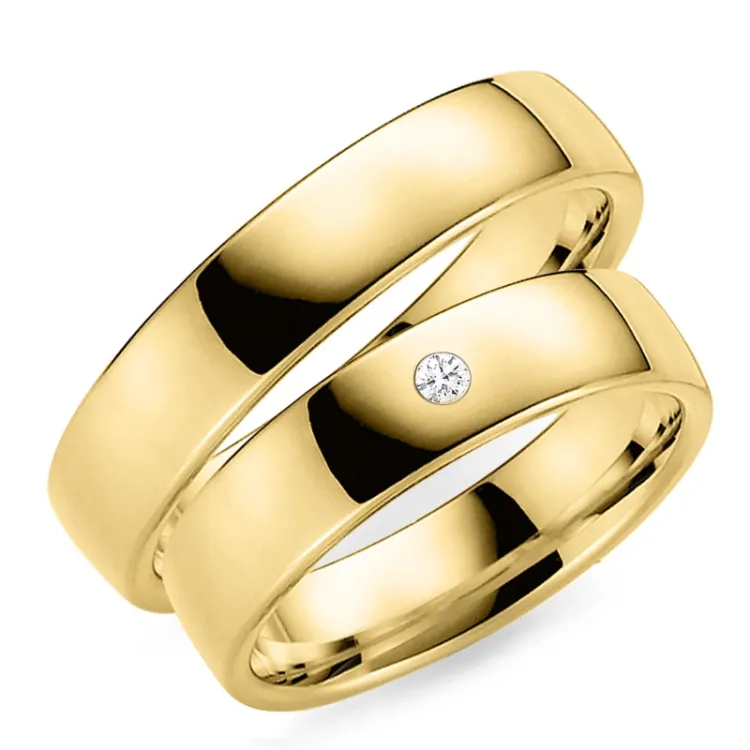 5 mm diamant gifteringer i 14 karat gull - par