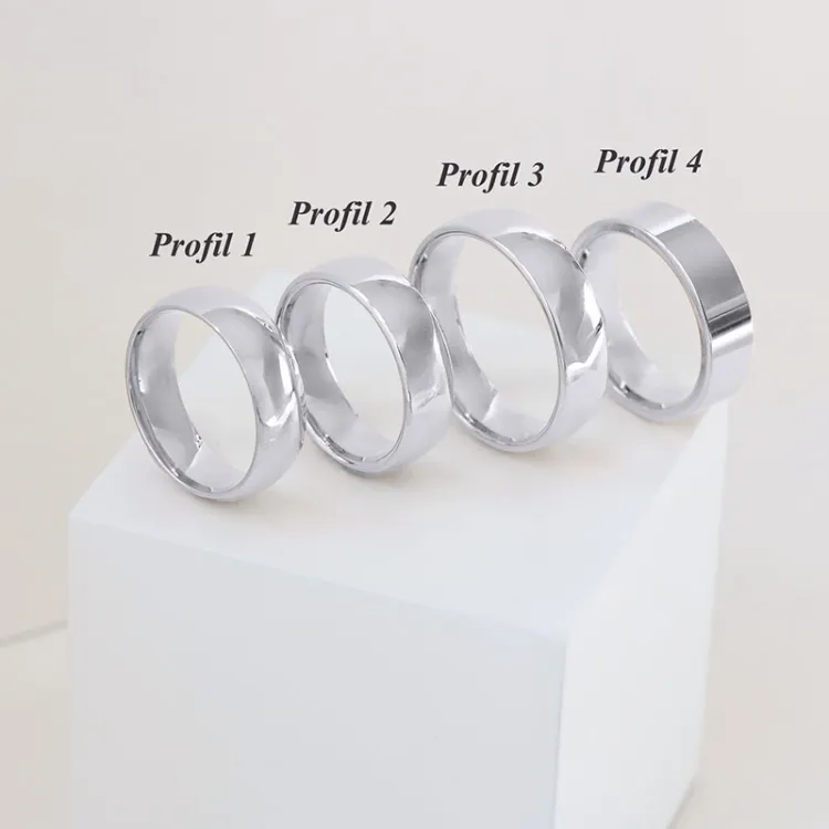 6 og 4 mm diamant gifteringer i 9 karat hvitt gull - par