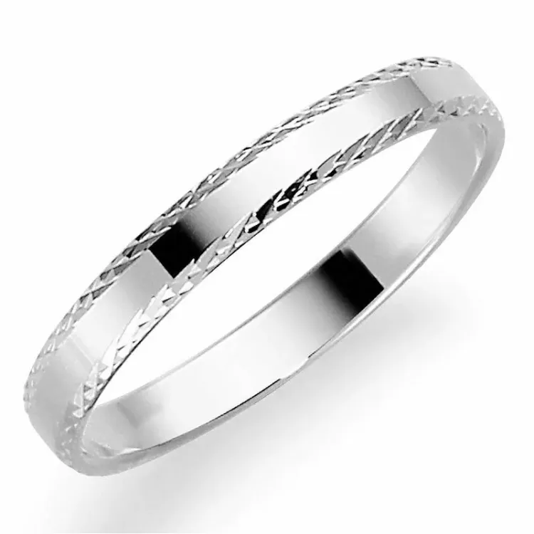 3 mm giftering i 14 karat hvitt gull