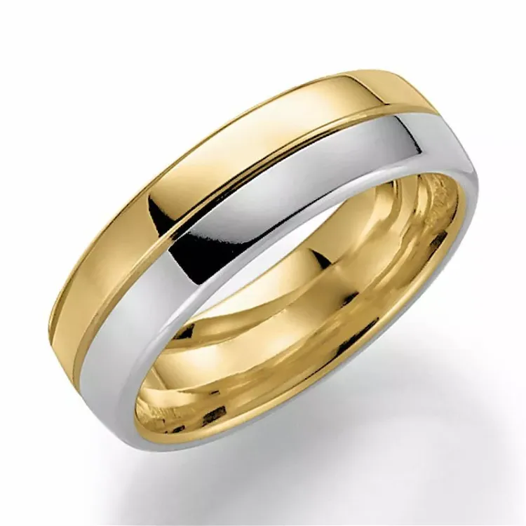 Tofarget 6 mm giftering i 14 karat gull
