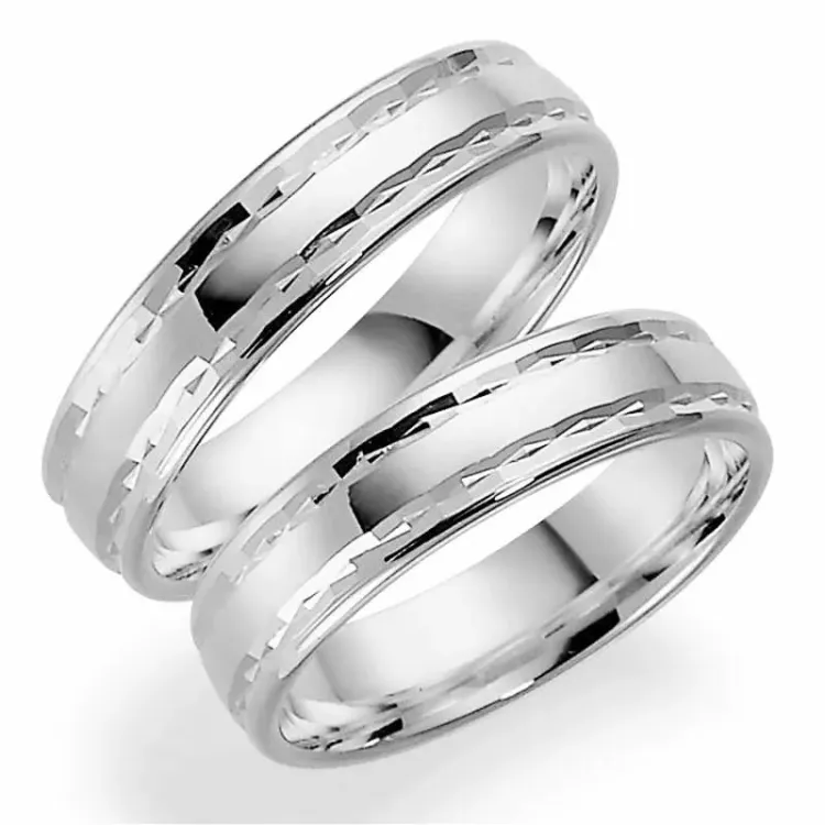 5 mm gifteringer i 9 karat hvitt gull - par