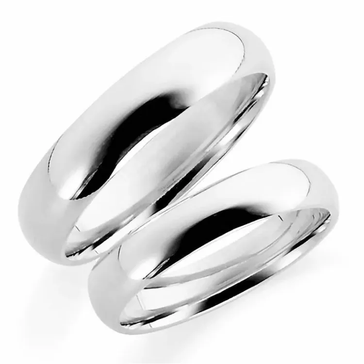 5 mm gifteringer i 9 karat hvitt gull - par
