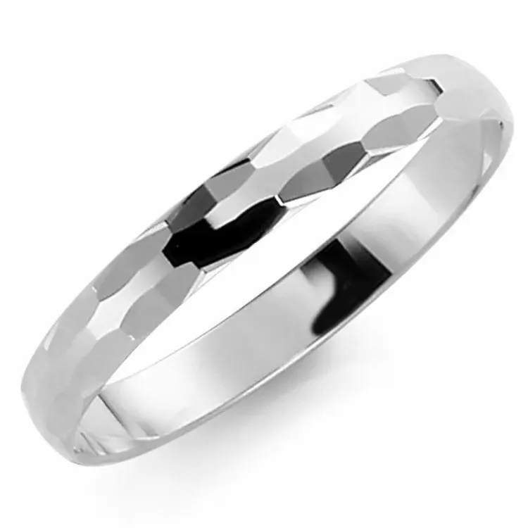 Smal 3 mm giftering i 14 karat hvitt gull