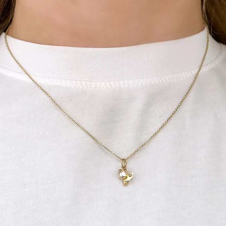 tro-håp-kjærlighet zirkon anheng i 9 karat gull - Amoré