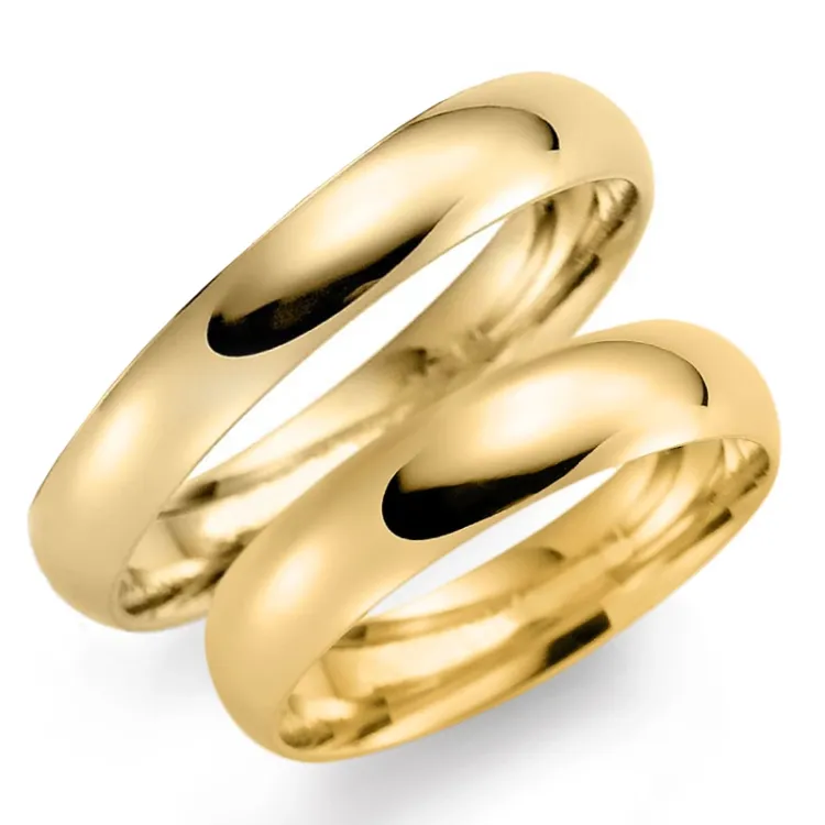 3 og 5 mm gifteringer i 14 karat gull - par