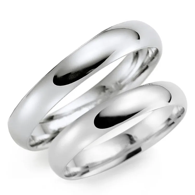 3 og 5 mm gifteringer i 9 karat hvitt gull - par