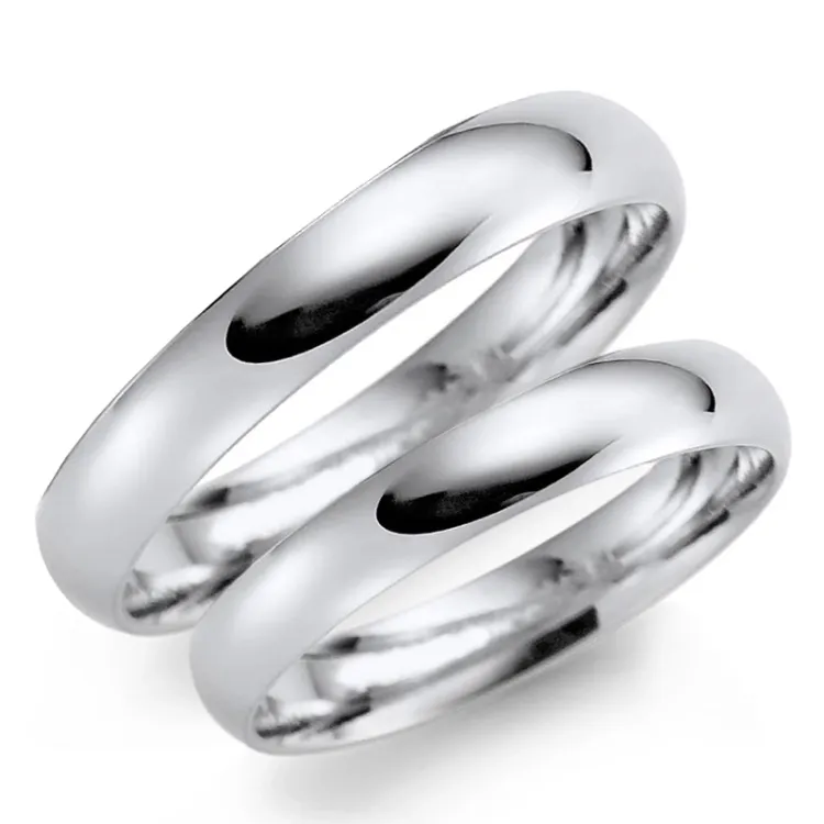 3 mm gifteringer i 14 karat hvitt gull - par
