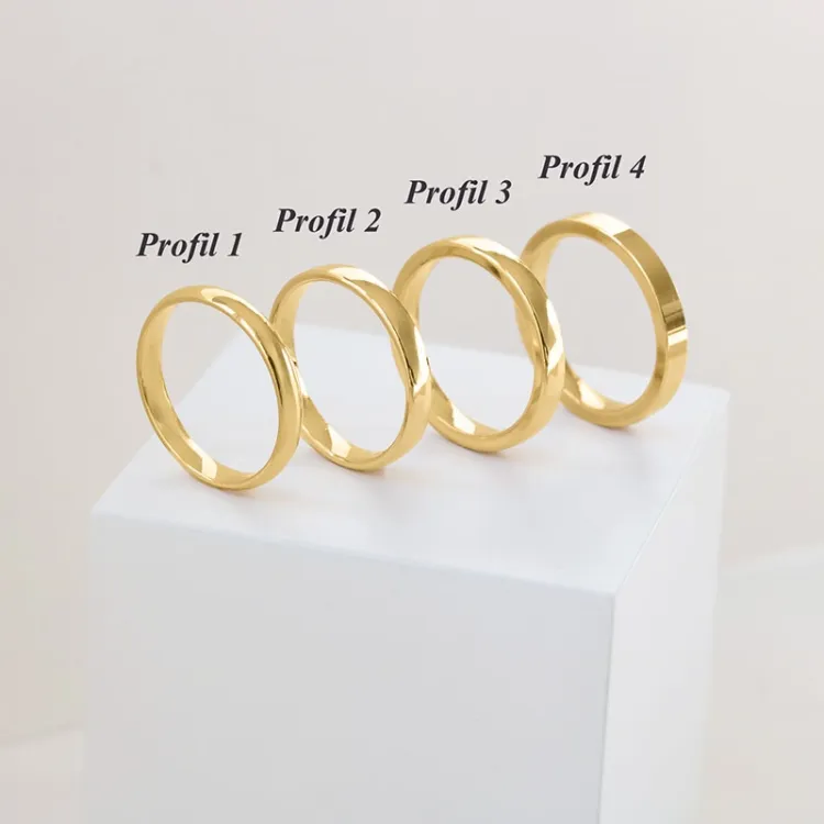 4 og 3 mm gifteringer i 14 karat gull - par