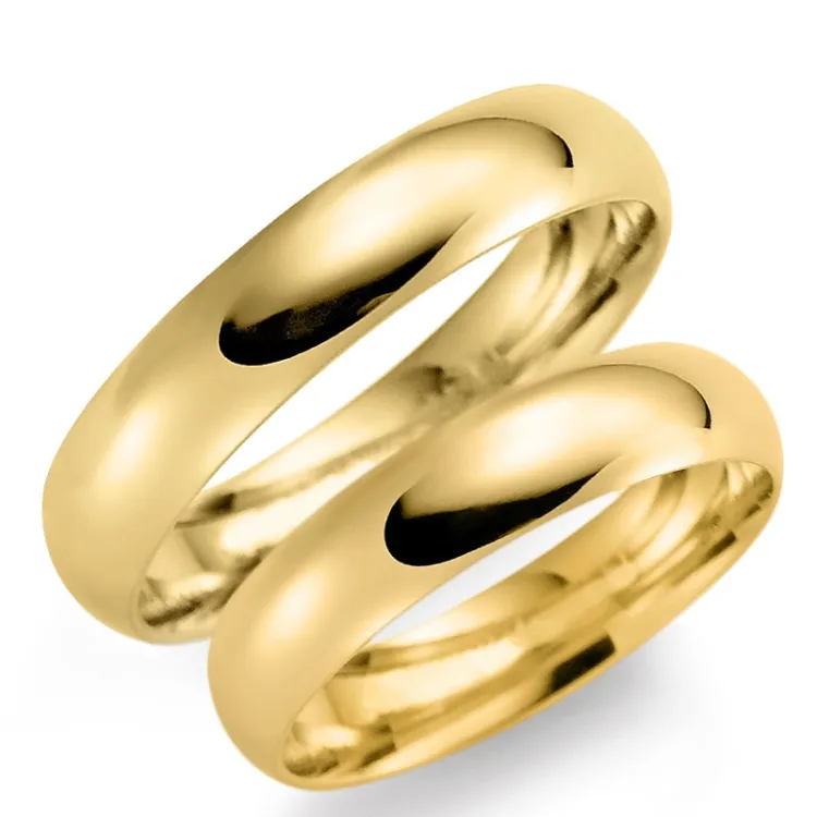 4 og 5 mm gifteringer i 9 karat gull - par