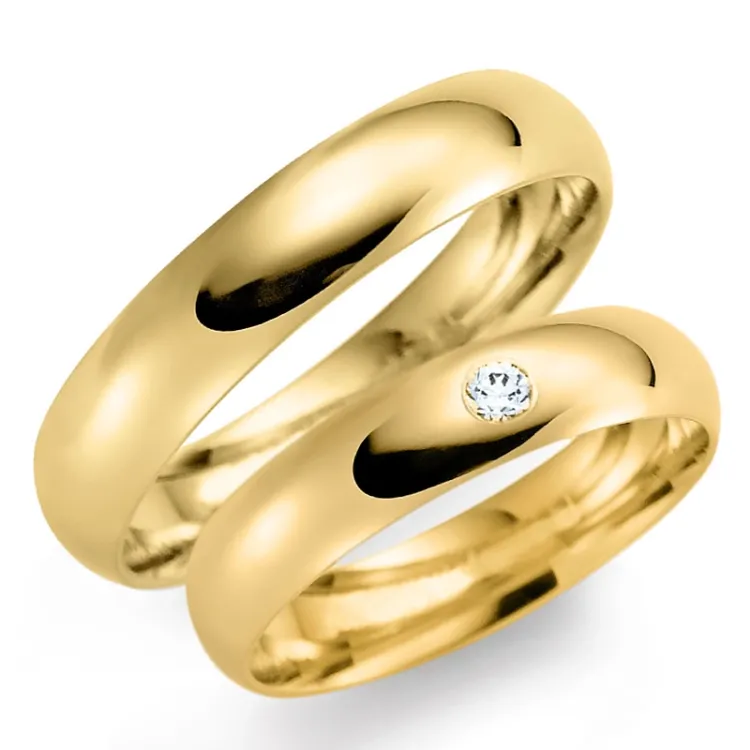 4 og 5 mm gifteringer i 9 karat gull 0,03 ct - par