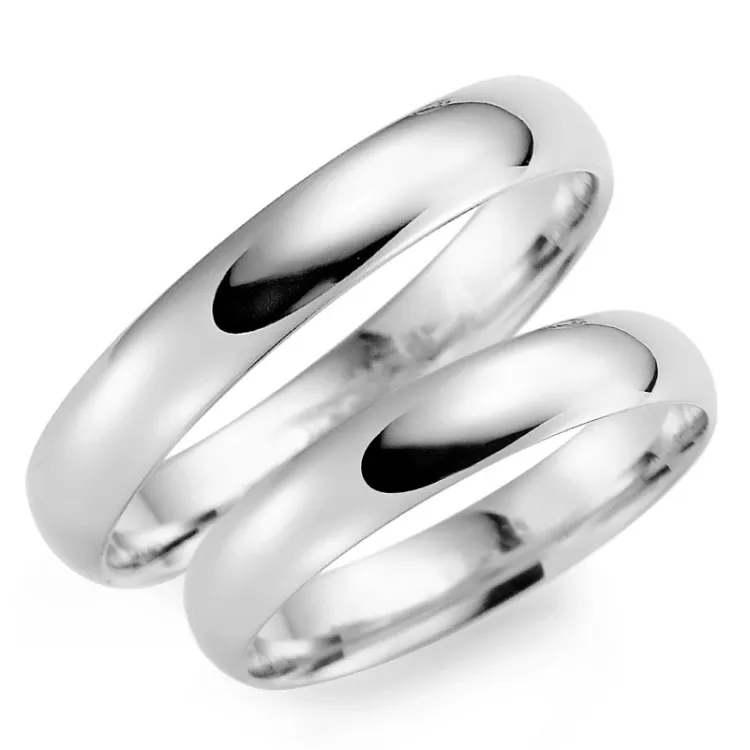 4 og 5 mm gifteringer i 9 karat hvitt gull - par