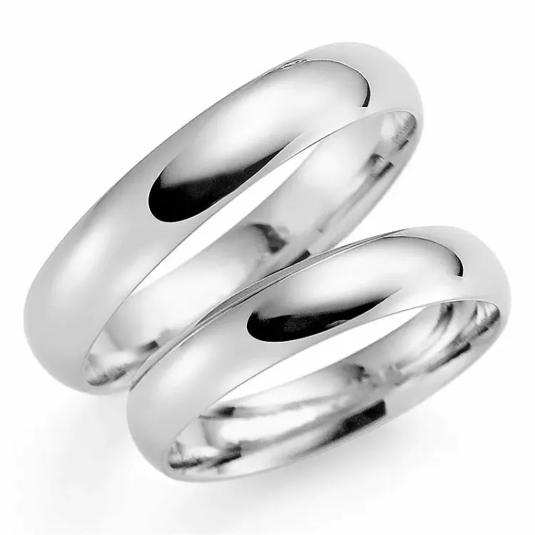 5 mm gifteringer i 14 karat hvitt gull - par