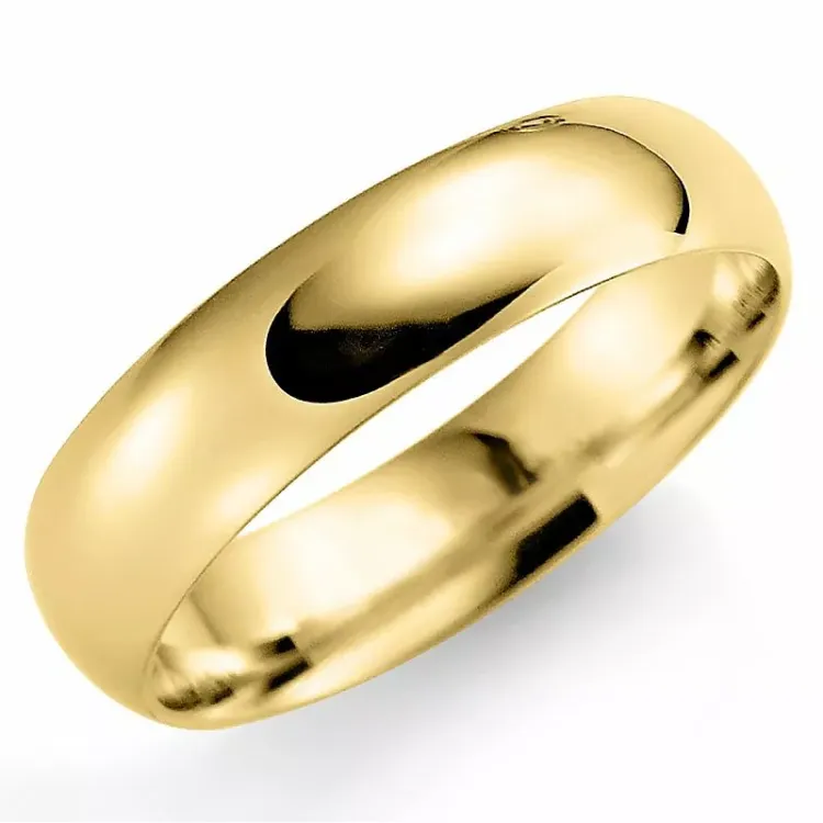 bred 6 mm giftering i 14 karat gull