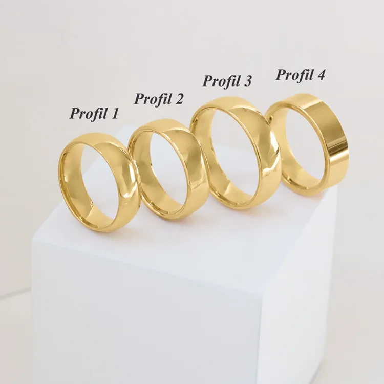 6 og 3 mm gifteringer i 9 karat gull 0,02 ct - par
