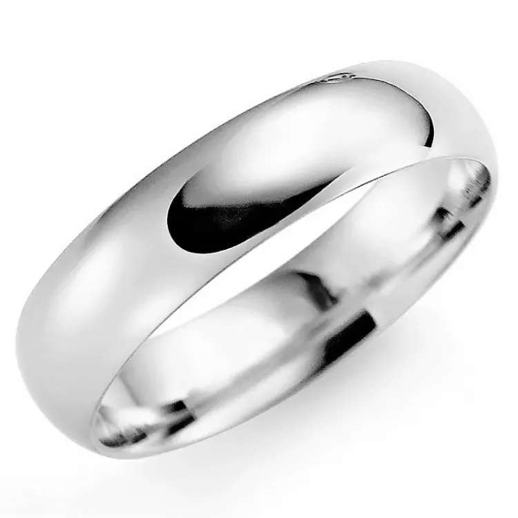 bred 6 mm giftering i 9 karat hvitt gull