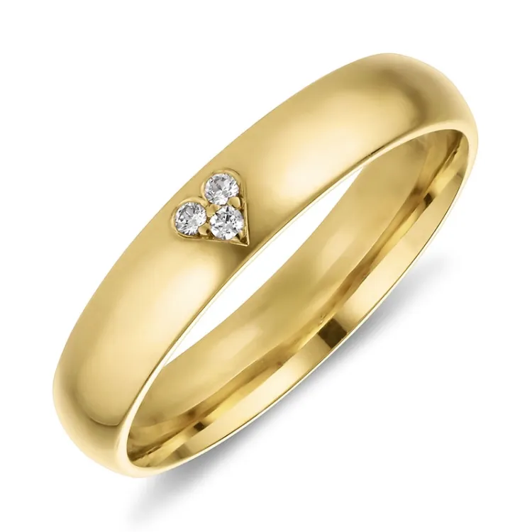4 mm hjerte diamant giftering i 14 karat gull 0,01 ct