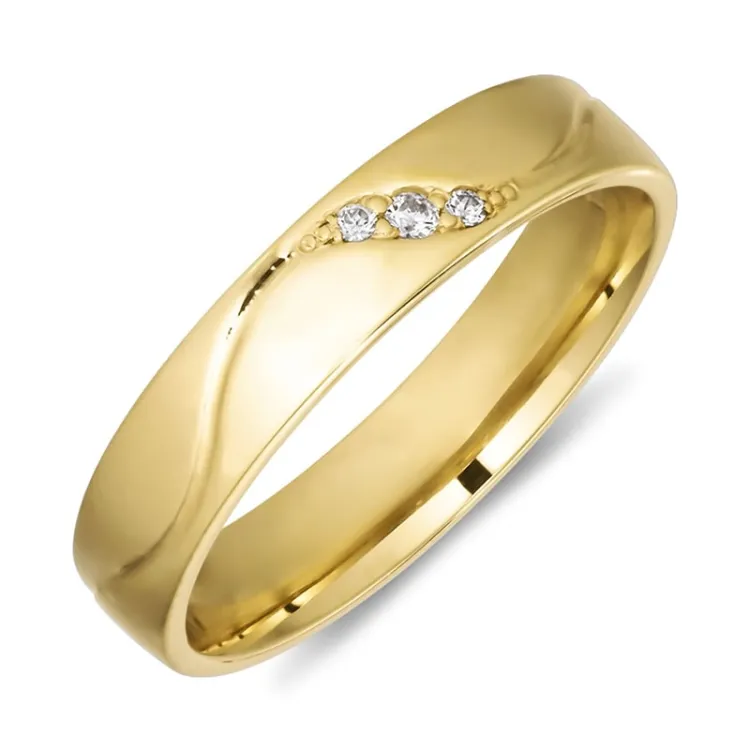 4 mm diamant giftering i 9 karat gull 0,008 ct og 0,015 ct