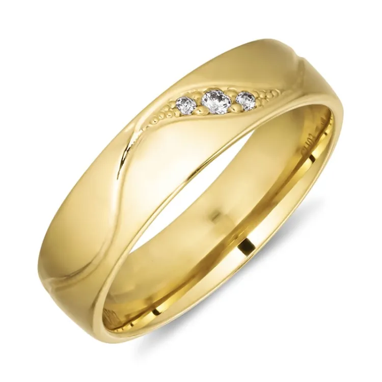 5 mm giftering i 14 karat gull 0,008 ct og 0,02 ct