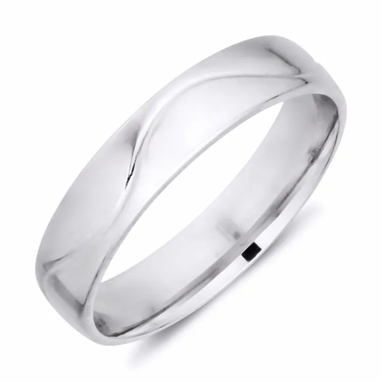 5 mm giftering i 9 karat hvitt gull