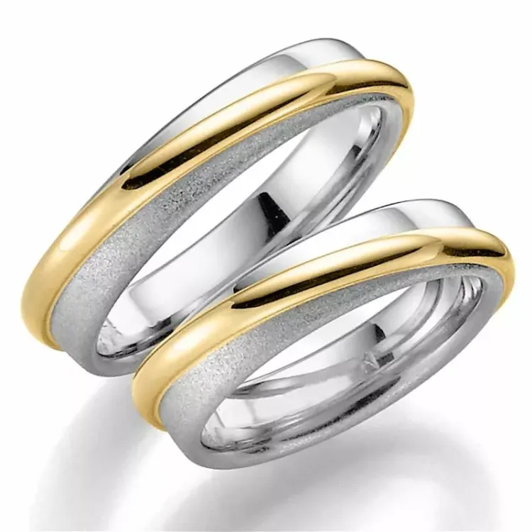 5 mm gifteringer i 9 karat gull og hvitt gull - par